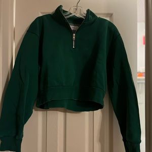 Cozy fleece tna, 1/4 zip hoodie in kelp green